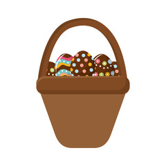 brown hamper with eggs easter inside