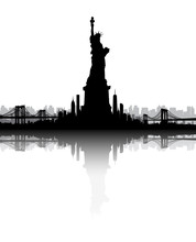 New York City Skyline Statue Of Liberty Vector