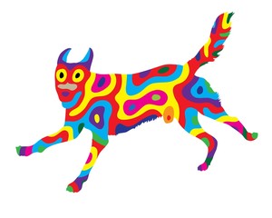 Canvas Print - Rainbow Dog 3, art vector colorfully abstract design