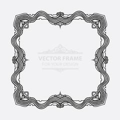 Wall Mural - Vintage vector set retro frame, cards. Floral royal engraving design labels advertising place for text. Flourishes Line calligraphic background.