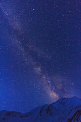 Wall Mural - Stars and Milky way galaxy with Himalaya snow mountain, Nepal