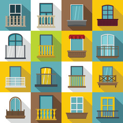 Poster - Window forms icons set balcony, flat style