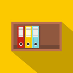 Poster - Colorful office folders on wooden shelf icon