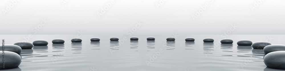 Zen stones panorama in the sea - obrazy, fototapety, plakaty 
