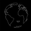 Abstract drawing of planet Earth. White lines on a black background. Vector illustration