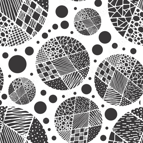 Naklejka - mata magnetyczna na lodówkę Hand Drawn Circle Seamless Pattern