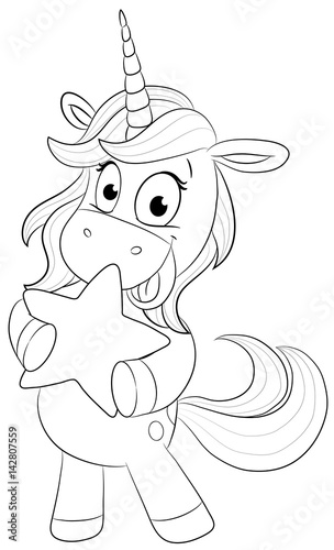 niedliches einhorn mit stern vektor-illustration - kaufen