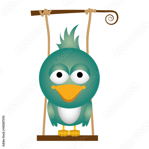 colorful background of caricature bird on swing vector illustration Stock Vector Adobe Stock