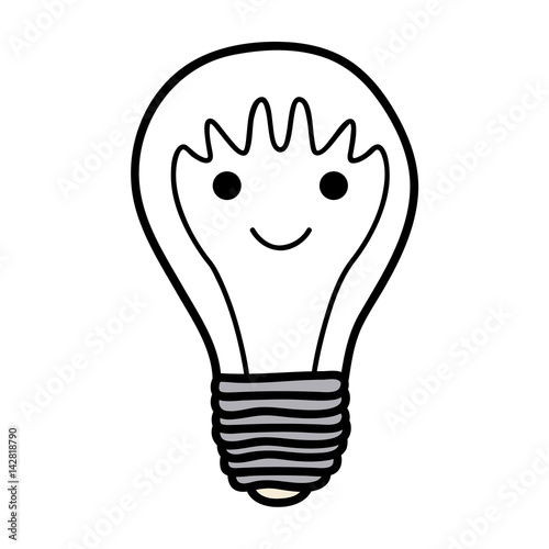 Monochrome Background Of Light Bulb With Filament In Shape Of Cartoon Face With Waves On Head Vector Illustration Buy This Stock Vector And Explore Similar Vectors At Adobe Stock Adobe Stock