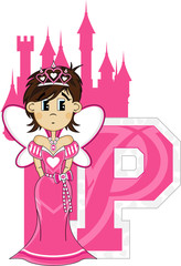 Canvas Print - P is for Princess Alphabet Learning Illustration