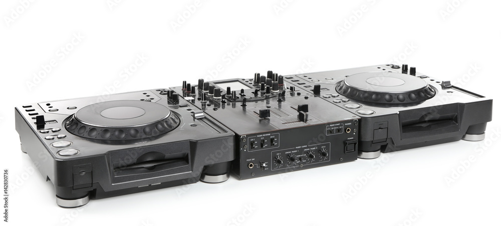 Dj mixer on white background