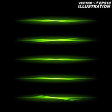 Glowing Green Lines On A Black Background In Total Darkness