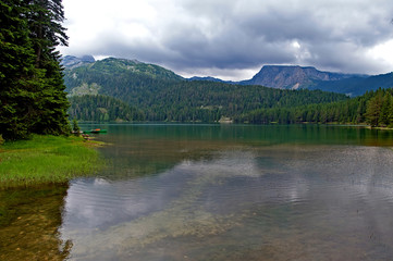  Glacial Black lake located on mount Durmitor, nature in Montenegro continental part