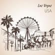 Las Vegas cityscape sketch wirh ferris wheel.