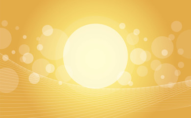 Wall Mural - transparent circles and waved lines on golden background
