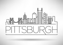 Minimal Pittsburgh Linear City Skyline With Typographic Design