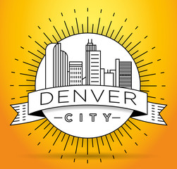 Sticker - Minimal Denver Linear City Skyline with Typographic Design