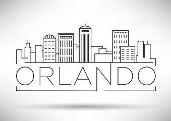 Wall Mural - Minimal Orlando Linear City Skyline with Typographic Design