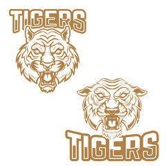 Poster - Tigers. Emblem template with tiger head. Design elements for logo, label, badge, sign. Vector illustration