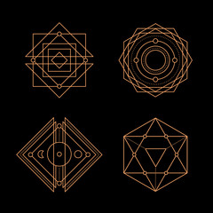 Fototapete - Sacred geometry. Alchemy, religion, philosophy, hipster elements. Geometric shapes. Vector illustration.