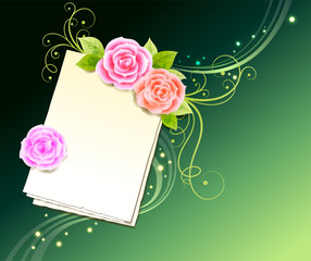 Wall Mural - Flower Background_Rose flowers and notes