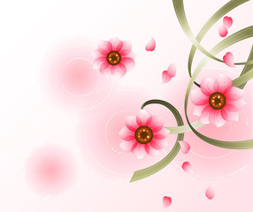 Wall Mural - Flower Background_Flowers and Ribbons