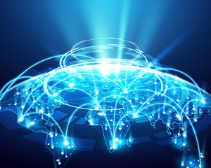 Aufkleber - Abstract of world network, internet and global connection concept
