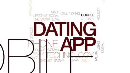 Dating app animated word cloud, text design animation. Kinetic typography.