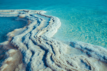 Fototapete - Texture of Dead sea. Salt sea shore