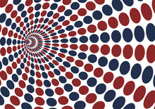 Abstract Vortex With Red And Blue Ellipse Dot Pattern On White Background