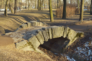 Stone bridge across the ravine.