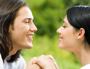 Happy couple together, outdoor