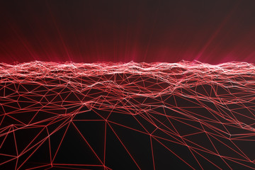 Poster - abstract polygonal space low poly with connecting dots and lines. futuristic background. connection 