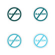 Set of paper stickers on white background no racism 