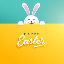 Cute Background Of Rabbit For Happy Easter