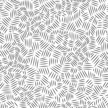 Black And White Chaotic Scratch Hatching Seamless Pattern, Vector