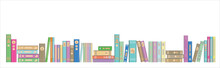 Library Book Banner With Books In A Row
