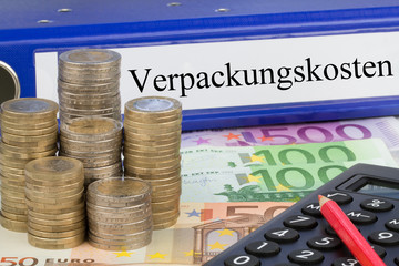 Wall Mural - Verpackungskosten / Ordner mit Geld