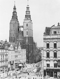 Facades of old historic tenements on Rynek Market Square in Wroclaw Breslau , Poland