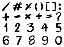 Black Font Design For Numbers And Signs