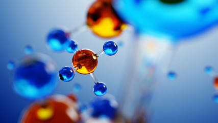 Wall Mural - 3d illustration of molecule model. science background with molecules and atoms.