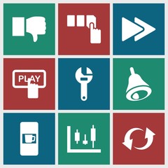 Poster - Set of 9 push filled icons