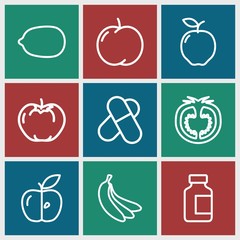 Wall Mural - Set of 9 vitamin outline icons