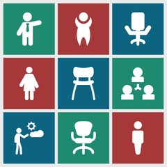 Canvas Print - Set of 9 manager filled icons