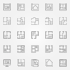 Poster - house plans icon set