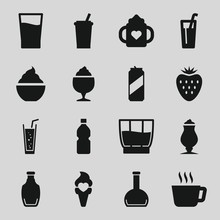 Set Of 16 Refreshment Filled Icons