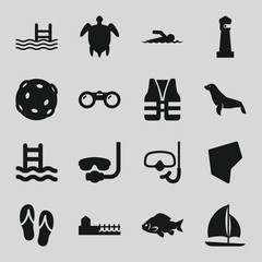 Sticker - Set of 16 sea filled icons