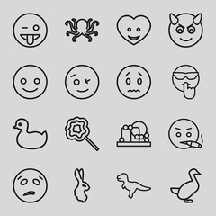 Poster - Set of 16 cute outline icons