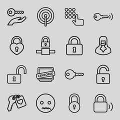 Wall Mural - Set of 16 secret outline icons