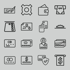 Wall Mural - Set of 16 credit outline icons